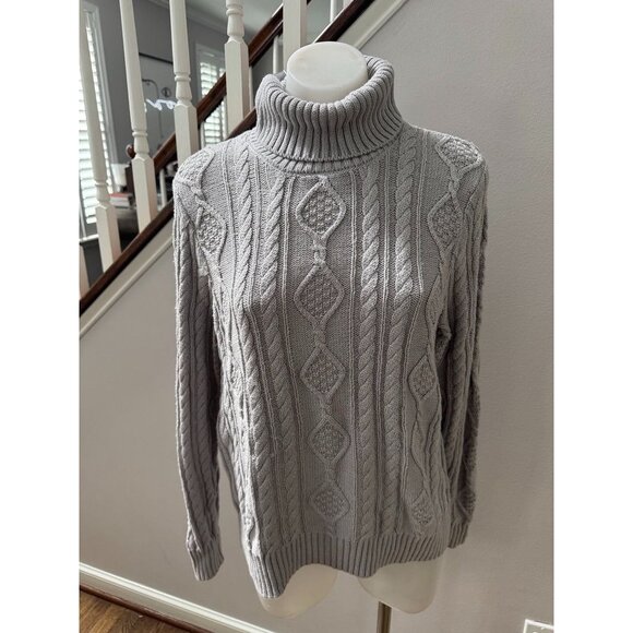 NWT Minnie Rose metallic cable turtleneck Large Grey - Picture 1 of 6